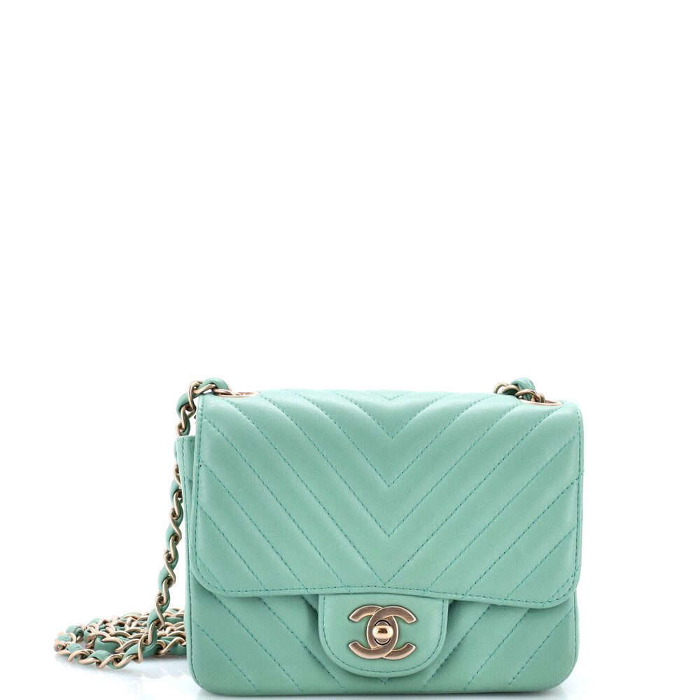 Chanel Mini Square Classic Single Flap Bag Chevron Lambskin